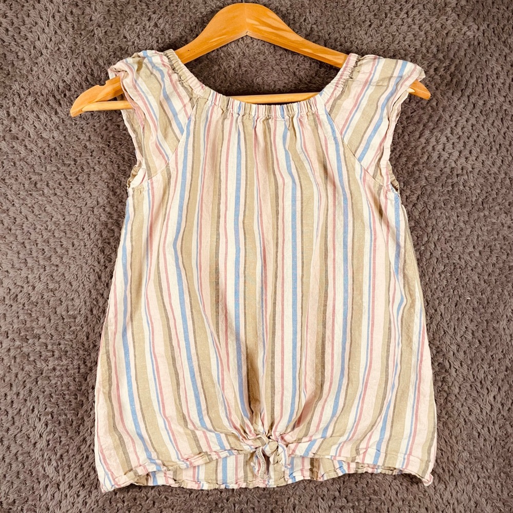 Carter's Girl's Short‎ Sleeve Top Size 14 Linen Blend Striped Casual Vacation